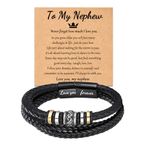 YSSHIN Nephew Bracelet Gifts from Auntie, Braided Leather Svana Bracelet Inspirational Wristband Birthday Gifts for Nephew