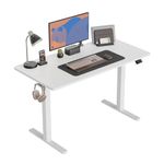 CubiCubi Electric Standing Desk, 100 x 60 cm Height Adjustable Table, Ergonomic Home Office Furniture with Splice Board, White