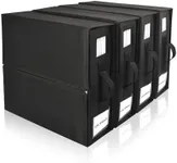 EXLIFBAG 4 Pack Sheet Organizers and Storage, Foldable Bed Sheet Organizer for Linen Closet, with Window XL (Queen & King Size) Organizing Bedding Container, Black