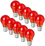 STATUS Incandescent GLS Fireglow Light Bulb | 60 watt Large Bayonet Cap | Pack of 10 | Red | 60SGBCFG10