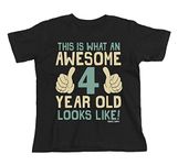 4th Birthday Gift - This is What an Awesome 4 Year Old Looks Like - Boys Girls Kids T-Shirt (5/6 Years, Black)