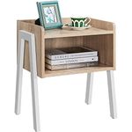 Yaheetech Bedside Table, Stackable Side Table with Open Storage, 2-Tier Wood Look End Table with Metal Frame, Retro Rustic Accent Furniture for Living Room/Bedroom, Light Oak