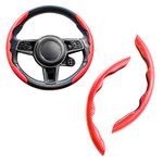 Carbon Fiber Steering Wheel Cover, Men's and Women's Safe and Non Slip Car Accessory,15-inch Universal Auto Car Steering Wheel Cover, Steering Accessories for Car,Great Gifts (Red)