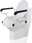 REAQER Raised Toilet Seat with Removable Handles, 5.9" Elevated Toilet Seat Riser Medical Supplies & Equipment for Handicap, Elderly, Hip Replacement After Surgery Height Adjustable