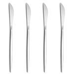 KitchEase 4-Piece French Style Dinner Knife | Stainless Steel Flatware Steak Knives Set | Elegant Dishwasher-Safe Silverware Cutlery Set for Home, Restaurants & Gifting (Sterling Silver)