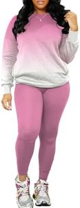 Nimsruc Two Piece Outfits For Women Sweatsuits Sets Casual Long Sleeve Pullover Jogger Sweat Pants Set With Pocket Pink GradientA XXL
