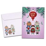 Tree-Free Greetings Christmas 12 Pack with Matching Envelopes, Eco Friendly, Made in USA, 100% Recycled Paper, 5"x7", Cat Carolers (HP60634)