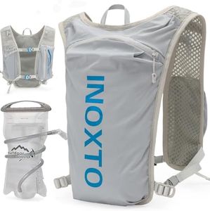 INOXTO Running Hydration Vest Backpack,Lightweight Insulated Pack with 1.5L Water Bladder Bag Daypack for Hiking Trail Running Cycling Race Marathon for Women Men (591 Light Gray Blue)