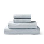 Brielle Home Flannel Sheet Set Cotton Soft Warm & Cozy Modern Chic with Elastic Deep Pockets, Full, Ballad Blue