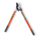 Sharpex Premium Heavy-Duty Carbon Steel Blade Ratchet Bypass Lopper | Adjustable Telescopic Aluminium Handles for Effortless Cutting of Branches Up to 2 Inches (Bright Orange)