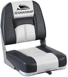 Seamanship Boat Seats, Set of 2 Folding Seat Swivel Chair Floor Chairs Marine Seating Fishing Outdoor Accessories, XL Backrest All Weather Conditions Stainless Steel Grey