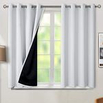 BGment Thermal Insulated 100% Blackout Curtains for Bedroom with Black Liner, Double Layer Full Room Darkening Noise Reducing Grommet Curtain, 2 Window Curtain Panels of 52 x 45 Inch, Grayish White