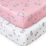 Crib Sheets Fitted Girl (52'' x 28'') 2-Pack, Crib Sheets Fitted for Standard Crib Mattress & Toddler Mattress, Soft and Breathable Crib Sheet, Pink