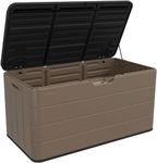 Shedvantage Large Resin Deck Box Lockable, 85 Gallon Box, With Lockable Covers Outdoor Garden Storage Box Waterproof 10.5 Cu. Ft, Recyclable Heavy-Duty HDPE Plastic (Brown)