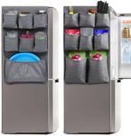 Mini Fridge Organizer with 15 Extra Large Pockets Storage 65" x 12.6" for Most Household Refrigerators Mini Fridge Accessories for Dorm,Office, Kitchen, Home, School, Other Daily Stuff (Grey)