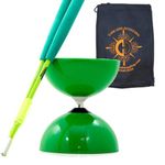 Juggle Dream Green Big Top - Jumbo Bearing Diabolos Set, Green Superglass Diablo Sticks, Diabolo string (Green)