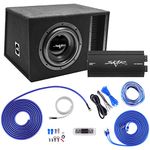 Skar Audio Single 10" Complete 2,000 Watt EVL Series Subwoofer Bass Package - Includes Loaded Enclosure with Amplifier