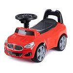 Hillington Kids Ride On Sliding Sports Car - Push Along Foot to Foot Buggy For Toddlers - Under Seat Storage & Musical Steering Wheel - Licensed For 18-36 Months Old (Red)