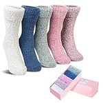 ICEIVY 5 Pairs Fuzzy Cozy Socks for Womens Warm Wool Slipper Soft Bed Ladies Thermal Socks for Winter with Beautiful Gift Box