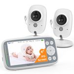 BOIFUN Baby Monitor 2 Cameras, No Wi-Fi, Quick Pairing, 4'' 3X Zoom Display, Video Baby Monitor Camera, IPS 720p Wireless (Moniteur Bébé), VOX, Sound Detection (Single Baby Monitor with Two Cameras)