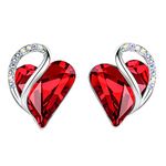 Leafael Infinity Love Heart Birthstone Earrings for Women, Crystal Stud Earrings with Premium Crystals, Allergy-Free Jewelry for Women with Gift Box, Silver-tone Birthstone Crystals Earrings