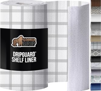 GORILLA GRIP DripGuard Shelf Liner, Non-Adhesive Drawer and Kitchen Cabinet Protector, 24x240 In, Strong Grip Slip Resistant Underside, Smooth Surface Liners for Cabinets, Bathroom Closets, Gray White