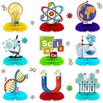 9 Pieces Science Party Decorations Science Theme Honeycomb Centerpieces 3D Table Decorations Table Toppers for Science Party Chemistry Party Supplies Lab School Decorations, 9 Styles