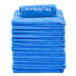 Microfiber Cloth l Purdy and Figg l Super Soft Streak-Free Multipurpose Polishing Premium Cleaning Cloth l Lint Free, Scratch-Free, Super Absorbent, Reusable Washable Cloth l Blue l Pack of 12