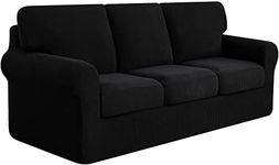 subrtex 7 Pieces Stretch Sofa Slipcover Sets Couch Cover Sets Backrest Cushion Covers Furniture Protector Collection Set for Oversize Sofa Loveseat Chair Slip Covers(Large, Black)