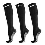 LA Active Graduated Compression Socks with Non-Slip Grips for Safety - 20-30mmHg for Women & Men - Perfect for Travel, Recovery, Medical and Maternity Support (Black x 3, Medium)