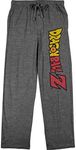 Dragon Ball Z Classic Text Logo Men's Graphite Heather Drawstring Sleep Pajama Pants -Small