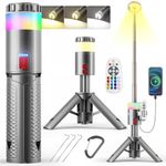 Favourlite Camping Lantern, Telescopic Camping Lantern Rechargeable with 15 Color Temperatures 10000mAh Camping Essentials with Hook Portable Waterproof Lanterns for Power Outages, Emergency, Hiking