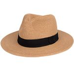 MAYLISACC Sun Hats for Men Wide Brim Panama Hat Beach Hat Straw Hats for Men Sun Protection Foldable Men Fedora Hats UPF50, Khaki, Medium