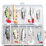 DONQL Soft Fishing Lures Kit, Fishing Lures Baits Tackle Set for Freshwater Trout Bass Salmon-Include Vivid Spinner Baits, Artificial Silicone Bass Baits With Box (10PCS)