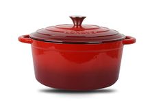 Cast Iron Round Casserole Dishes with Lids Oven Proof - Dutch Oven Cast Iron Capacity 6.7 Liter Size 28cm (Red)