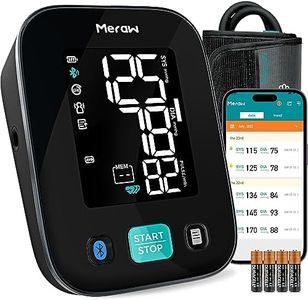 Meraw Blood Pressure Monitors for Home Use with APP Health Tracking, Blood Pressure Cuff Arm 8.6-16.5' with Automatic Pressurization, Irregular Heartbeat Monitoring, 8 AAA Batteries (Black)