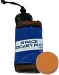 TronX Weighted Orange Ice Hockey Pucks - Heavy Training Puck with Mesh Carrying Bag | Official Size | Great for Stick Handling & Training Drills (Orange 6-Pack)