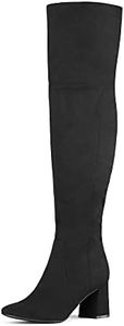 DREAM PAIRS Women’s Thigh High Over The Knee Fashion Chunky Heel Long Boots, Black/Suede, 8