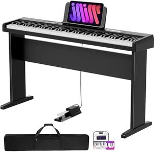 Aodsk 88 Key keyboard piano, Portable Digital Piano with Wooden stand Set for Beginners,128 Tone,128 Rhythm, 20 Demo Song, with Sustain Pedal, Carrying Case, Complimentary Online Piano Lessons