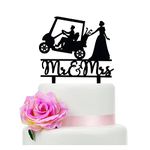 Mr and Mrs Wedding Cake Topper - Funny Golf Theme Wedding/Anniversary/Bridal Shower Cake Topper, Funny Wedding Cake Topper (Golf Cart)