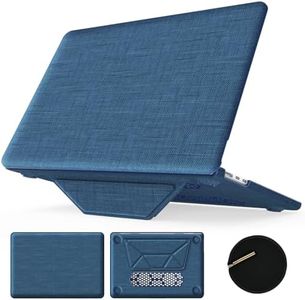 KAIJIAbox Case for MacBook Air 15 Inch Case,Foldable Stand and Mouse Pad/Bag, Exquisite Plastic Hard Shell,Woven Fabric Protective Cover for MacBook Air 15 Inch(2022/2024)[M2 A2941/M3 A3114](Navy)