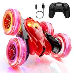 Remote Control Car, Rechargeable Fast Direct Charging RC Cars with Colorful Light, Double Sided 360° Flips RC Stunt Car 2.4Ghz 4WD All Terrain RC Race Car Toy Xmas Gift for Boys and Girls Aged 3-12