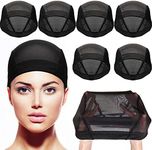 Tatuo 5 Pack Dome Caps Stretchable Wigs Cap Spandex Dome Wig Caps for Men Women (Clear Black)