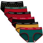 INNERSY Ladies Underwear Cotton Knickers for Women Multipack Mid Rise Sport Briefs Pack of 6 (12, Christmas Collection)