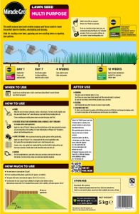 Miracle-Gro Multi Purpose Lawn Seed, 5kg Bag – Child & Pet Friendly, 165m² Coverage