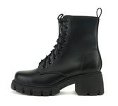 Soda Tundra ~ Women Lug Sole Lace up Fashion Combat Ankle Boot w/Side Zipper (Black, Numeric_10)