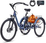 Viribus 26" Electric Tricycle for Adults, 7 Speed Electric Trike with 350W Motor UL 48V 13Ah Battery, 3 Wheel Electric Bike with Front Suspension Fork Dual Chains 15.5 mph Max. Speed, Blue