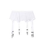 FRECOCCIALO Women's Suspender Stockings Transparente sexy Spitze 6 Strap Garter Suspender Belt for Stockings (Black/White/Red, S-2XL)