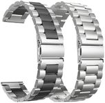 valkit 2 Packs for Galaxy Watch 7 6 5 4 FE Band Pro Classic 43/47/45/40/44/42/46mm Elegant Casual Solid Stainless Steel Metal Wristbands Women Men for Samsung Galaxy Watch Active 2(Black+Silver)