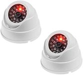 JZK 2 Dummy Fake Surveillance Security CCTV Dome Camera with LED Blinking Real Imitation for Home Security, White